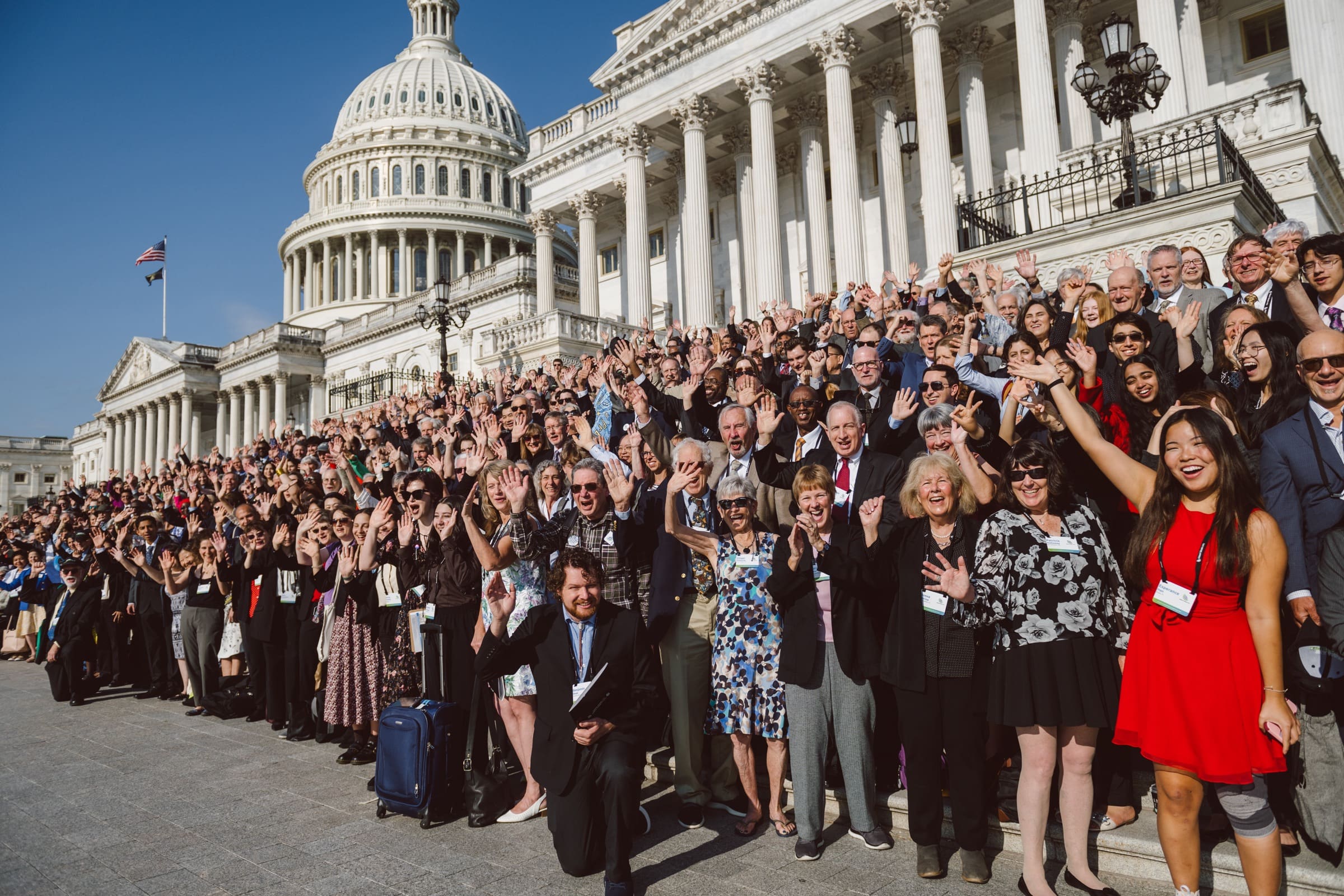 Volunteers on the U.S. Capitol steps