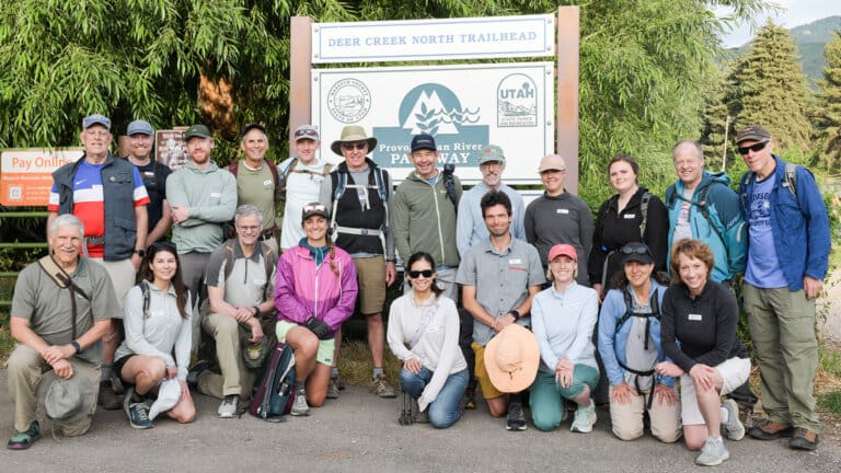 Utah Citizens' Climate Lobby volunteers hiking with Senator Curtis