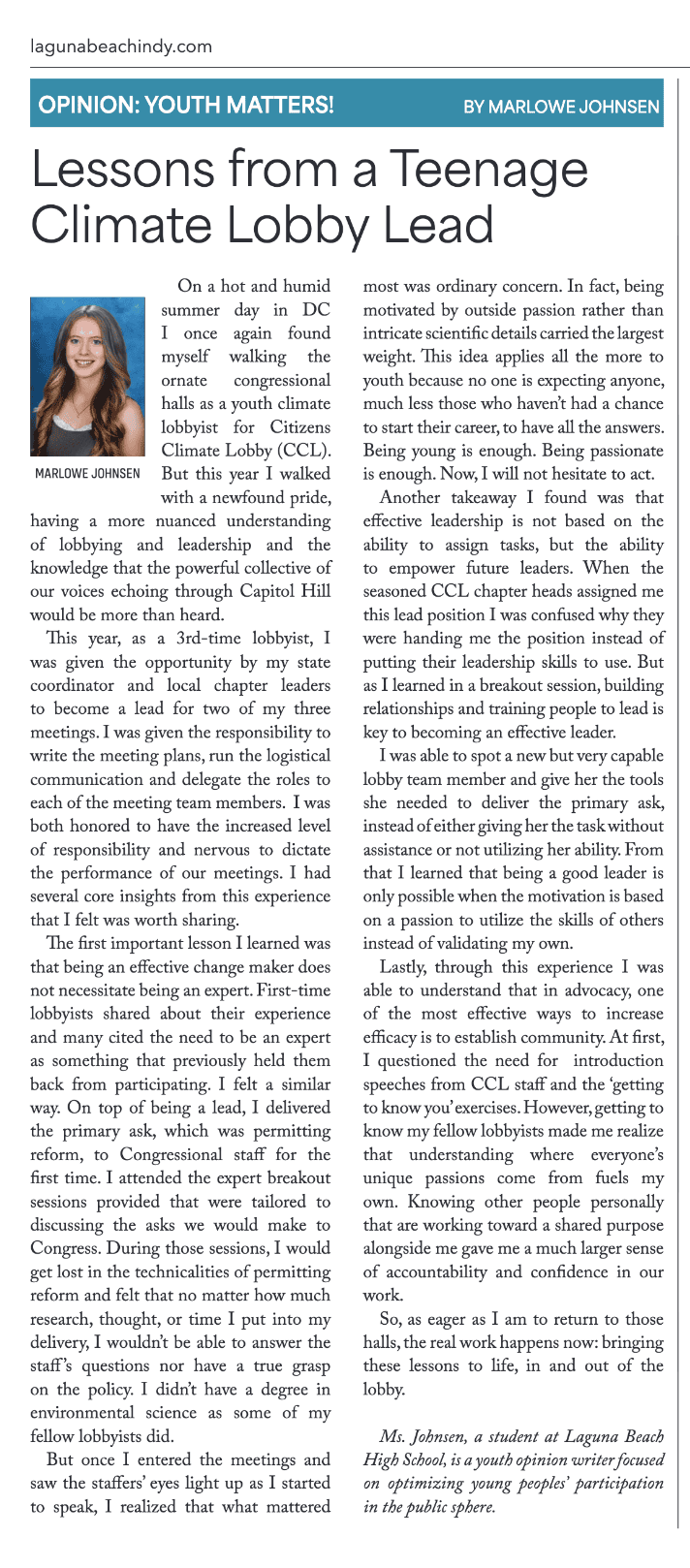 A screenshot of an article from the Laguna Beach Independent